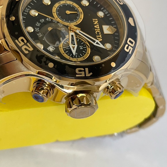 INVICTA Pro Diver Gold 0072 Mens Watch Chronograph Stainless Steel Band NIB - Picture 5 of 11